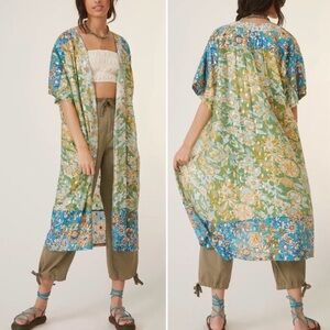 Current Air Floral Kimono with Gold Accents